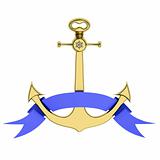 Golden anchor with ribbon