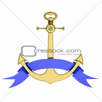 Golden anchor with ribbon