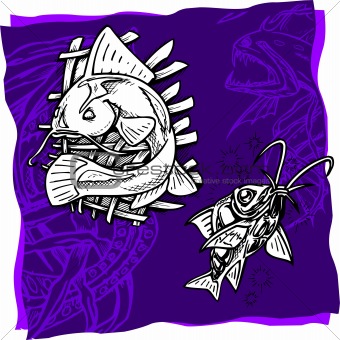 Sea fishes - vector illustration