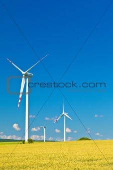 three wind turbines 