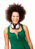 Happy woman with headphones