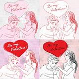 Valentine s Day pop art card set