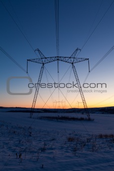 Daybreak above powerlines