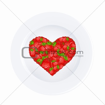 Heart From Strawberry On Plate