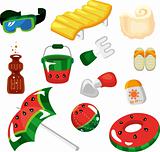 Vector illustration of beach accessories on a white background