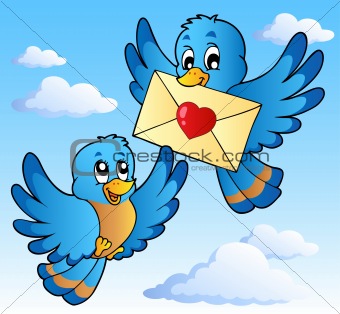 Two cute birds with love letter 1