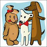 cartoon funny dog with friends