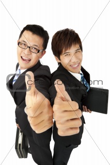 happy  asian   businessman with thumbs up