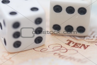 Two Dice on Bank Note.