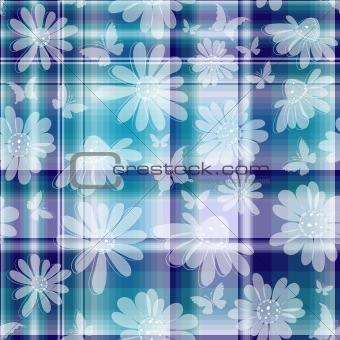 Repeating floral checkered pattern 