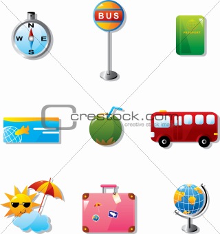Illustration of vacation and travel icons
