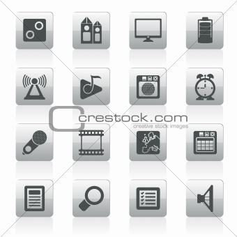 Mobile phone  performance, internet and office icons