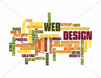 Web Design word cloud isolated on white background.