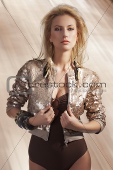 fashion girl with sequins top