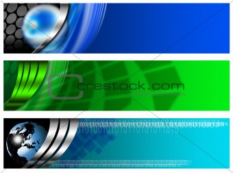 Three Technological Banner blue and green