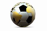 3d soccer ball with golden continents