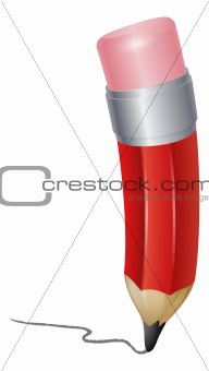 Red cartoon pencil writing 