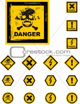 the vector danger grunge buttons