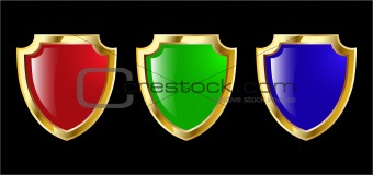 the set vector red blue and green shield 
