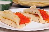 pancake with red caviar