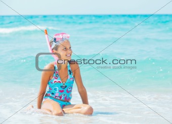 Happy diving girl