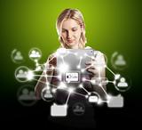 Businesswoman With Touch Pad in Social Network