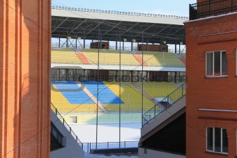 Football stadium in the winter