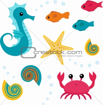 Cartoon sea life set 3