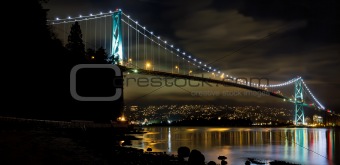 Lions Gate Bridge in Vancouver BC at Night