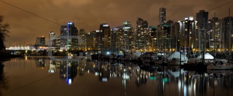 Vancouver BC Skyline from Stanley Park at Nigh