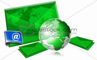 Email Concept With Green Globe