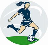 soccer player woman kicking ball