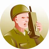 military soldier talking radio walkie-talkie