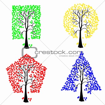 Trees of different geometric shapes. 