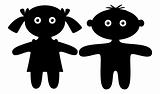 Dolls, boy and girl, silhouette