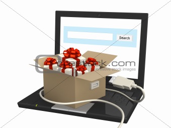 Laptop and many gifts