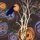 Abstract background with tree and crow
