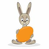 Cartoon funny Easter rabbit with egg