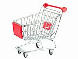 Shopping cart with red handle