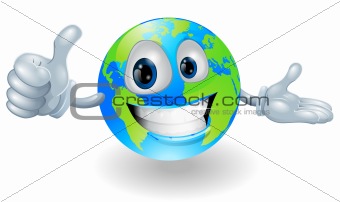 Globe mascot giving a thumbs up