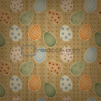 vector  easter seamless background with retro eggs and dots