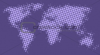 Halftone dots map of the world