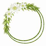Bamboo round frame with flowers