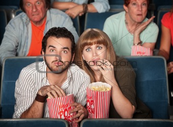 Scared Couple In Theater