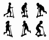 children scooting silhouettes