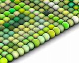 isometric 3d render of balls in multiple bright green