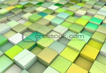 3d green cubes in different shades of green