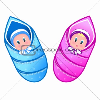 Illustration baby boy and girl 