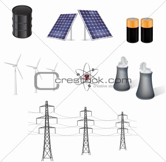 various sources of energy vector illustration