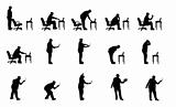 vector silhouettes of man with laptop